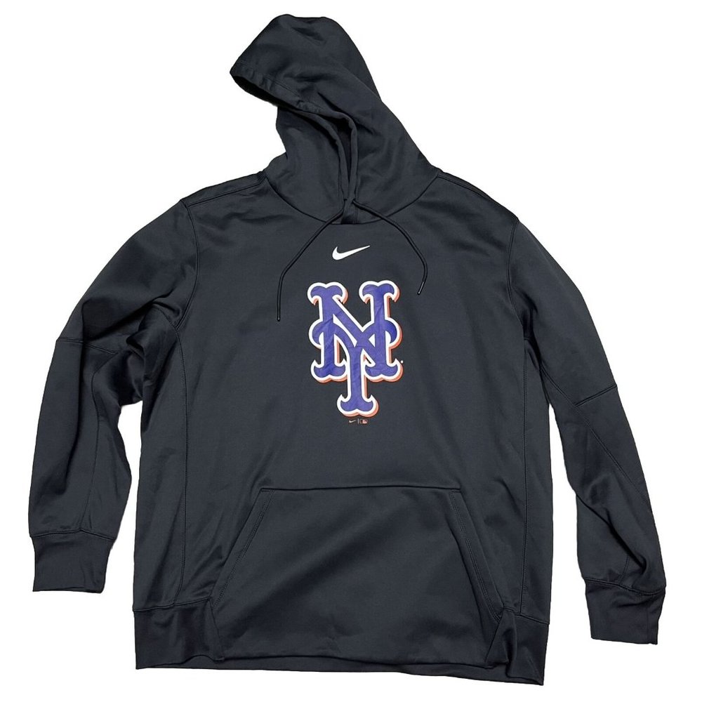 New York Mets MLB Nike Dri-Fit Black Hoodie Centre Swoosh Men’s Size XXL